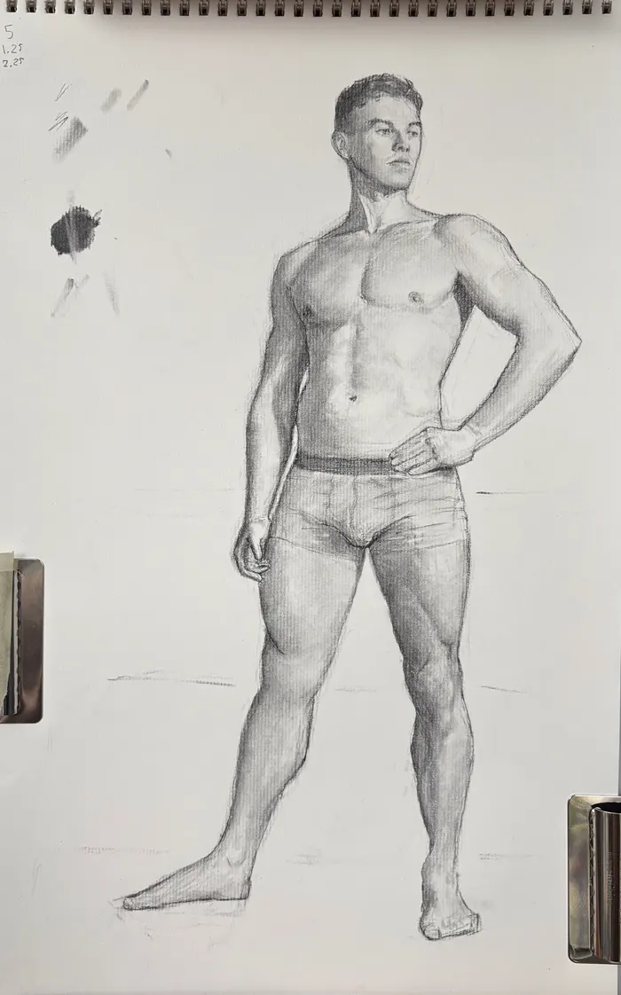 Intermediate charcoal figure study 1